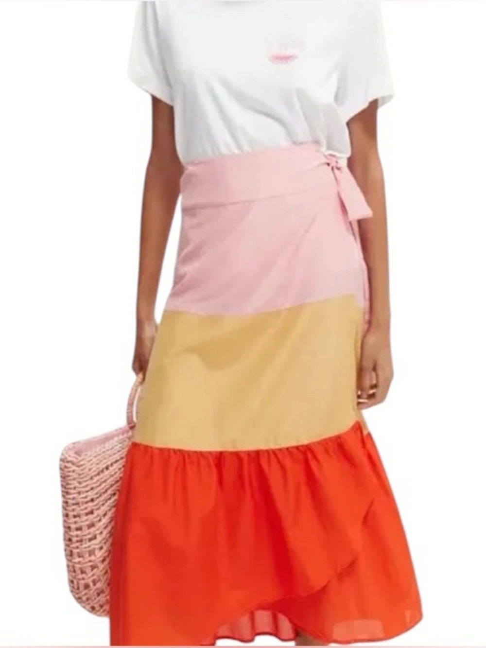 Scotch and Soda Color Block Wrap Over Midi Skirt NWT Small MSRP $238